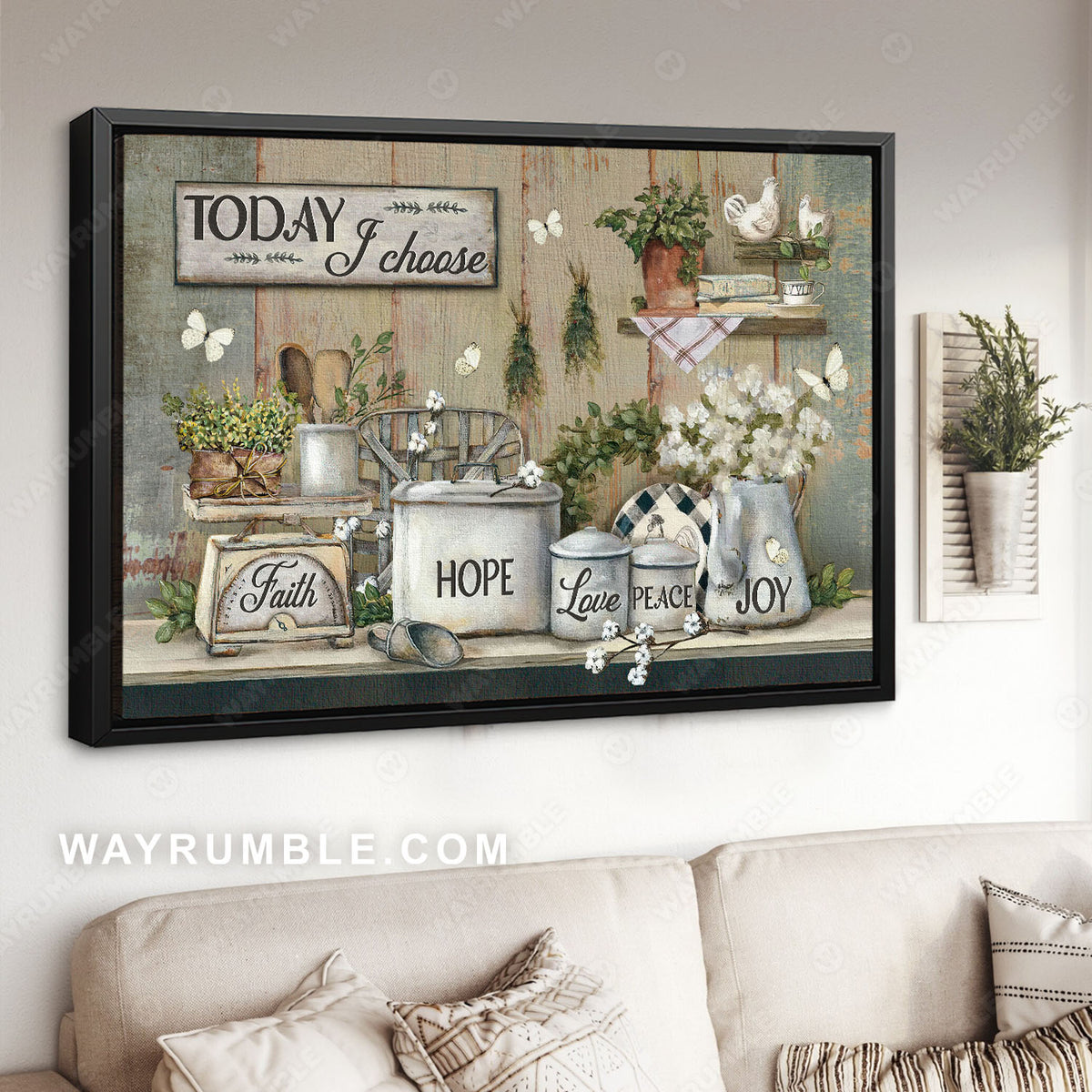 White flower, Green kitchen, Pretty butterfly, Today I choose joy - Jesus Landscape Canvas Prints, Christian Wall Art