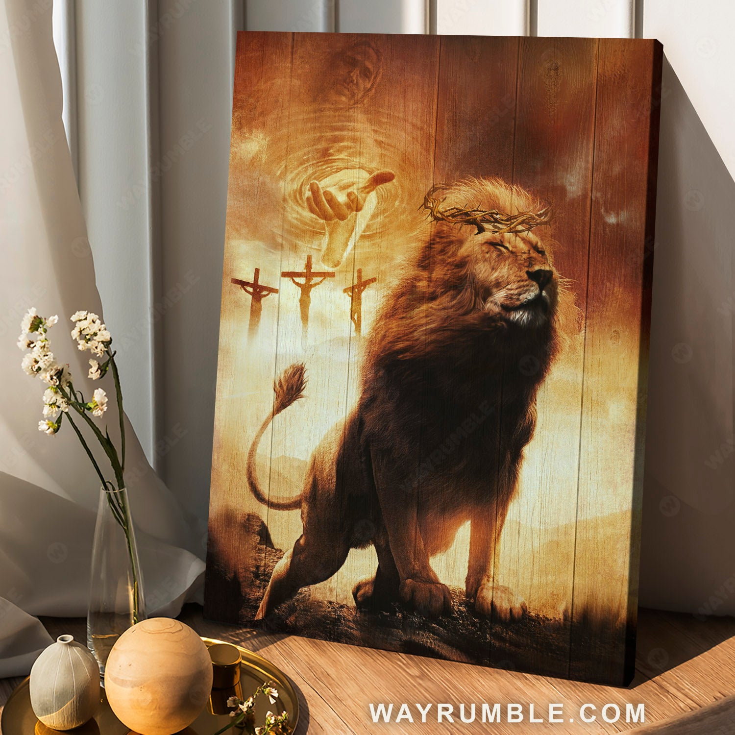 Lion painting, Lion of Judah, Jesus's hand - Jesus Portrait Canvas Prints, Christian Wall Art