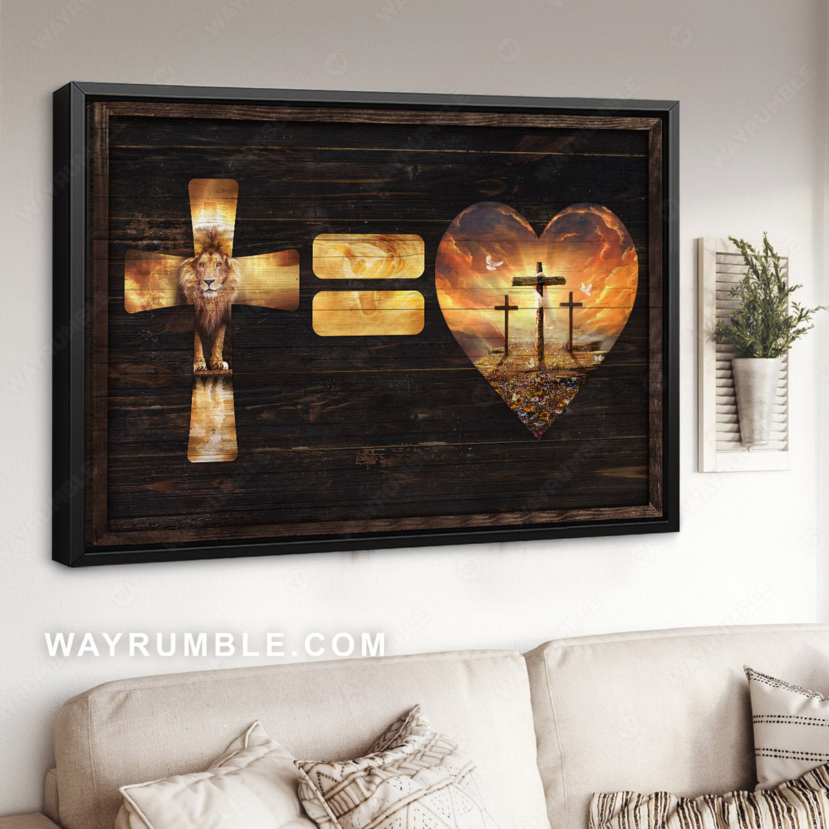 Lion of Judah, The rugged crosses, Sunset painting, Jesus is my love - Jesus Landscape Canvas Prints, Wall Art