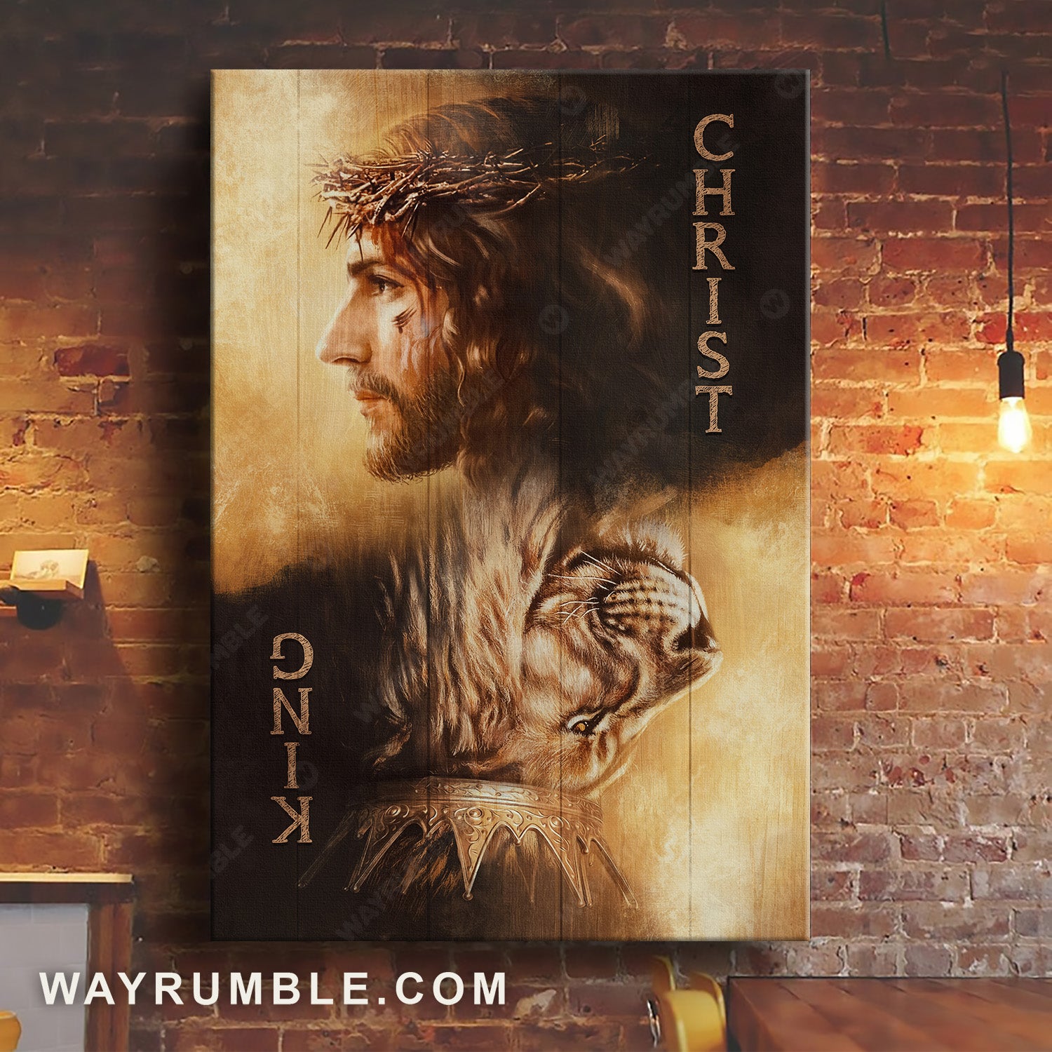 Lion of Judah, Amazing golden crown, Jesus painting, Christ King - Jesus Portrait Canvas Prints, Christian Wall Art