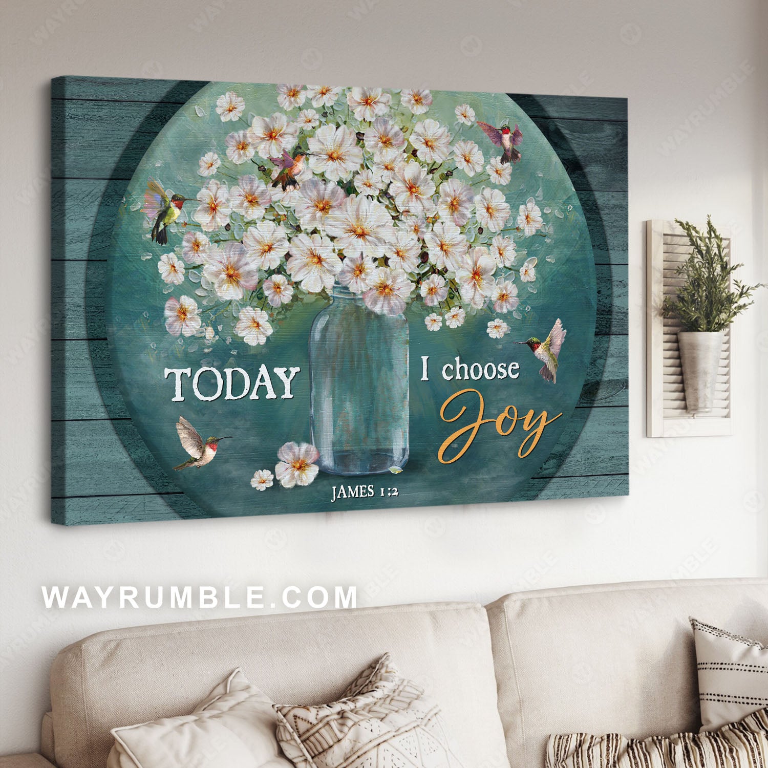 Pretty jasmine, Beautiful flower, Colorful hummingbird, Today I choose joy - Jesus Landscape Canvas Prints, Christian Wall Art