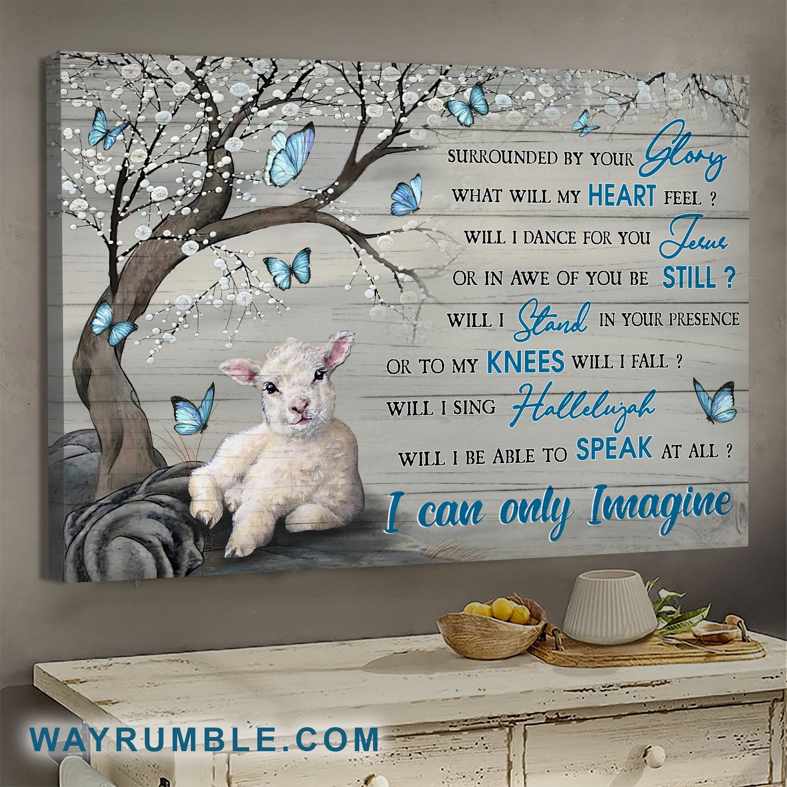 The little lamb, Blue butterflies, I can only imagine - Jesus Landscape Canvas Prints, Wall Art