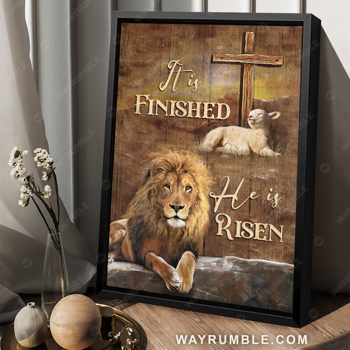 Lion of Judah, Lamb of God, It is finished, He is risen - Jesus Portrait Canvas Prints, Christian Wall Art