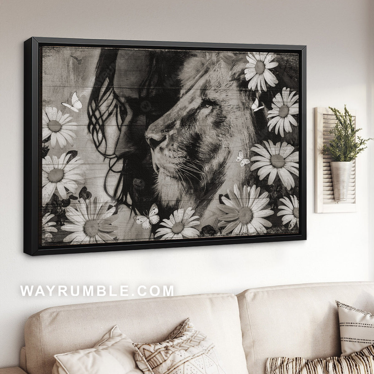Black and white painting, Watercolor lion, Stunning daisy - Jesus Landscape Canvas Prints, Home Decor Wall Art