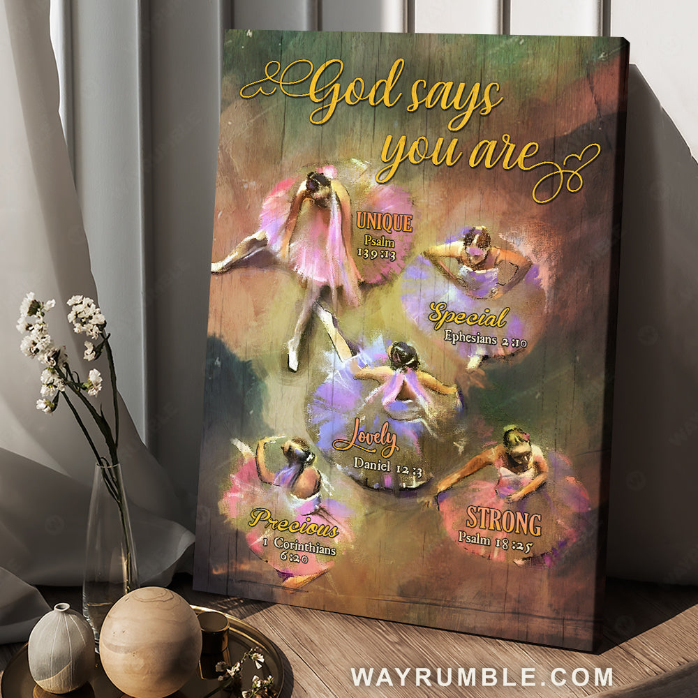 Amazing ballet dancer, Ballet painting, God says you are unique - Jesus Portrait Canvas Prints, Christian Wall Art