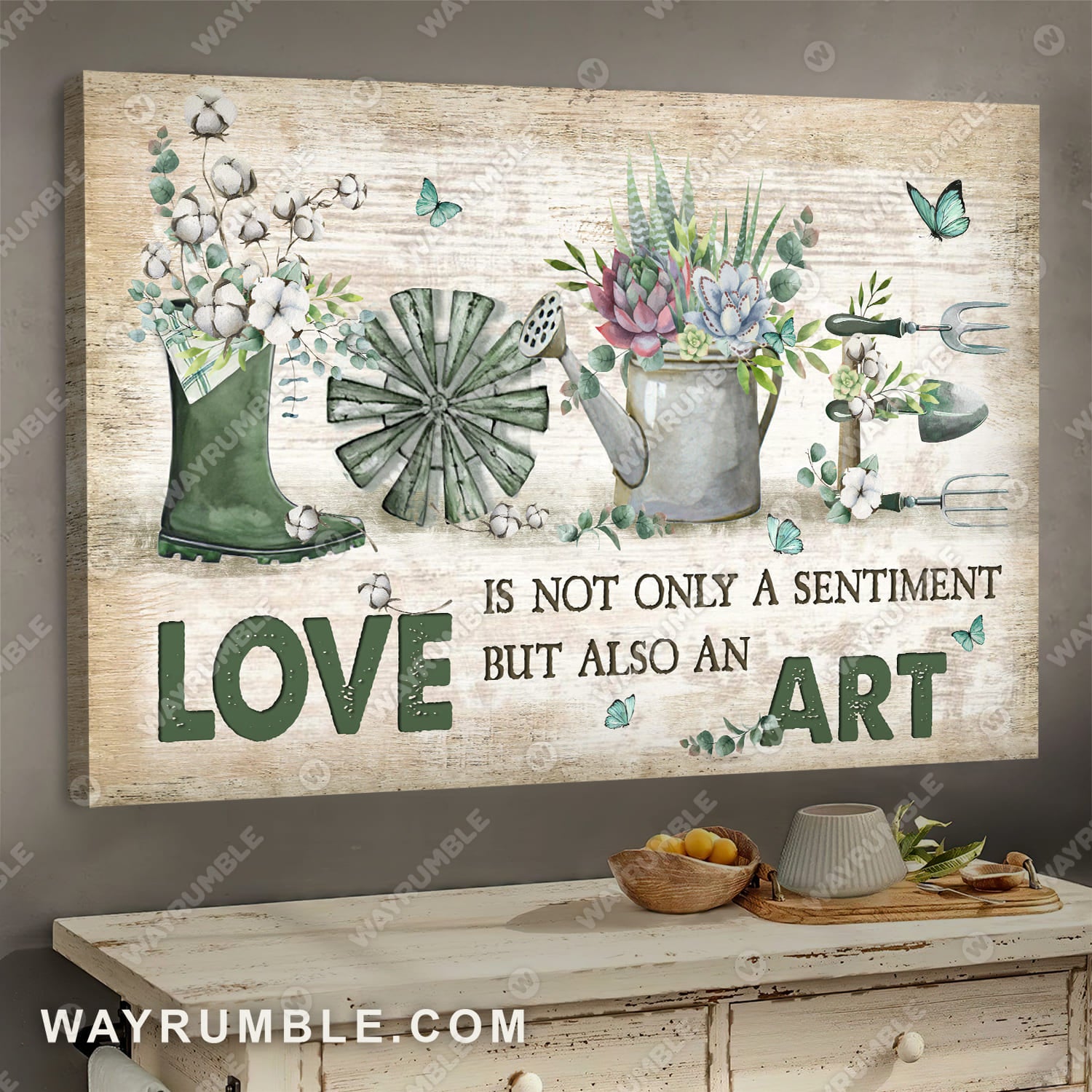 Garden tools, Cactus drawing, Love is not only a sentiment but also an art - Jesus Landscape Canvas Prints, Wall Art