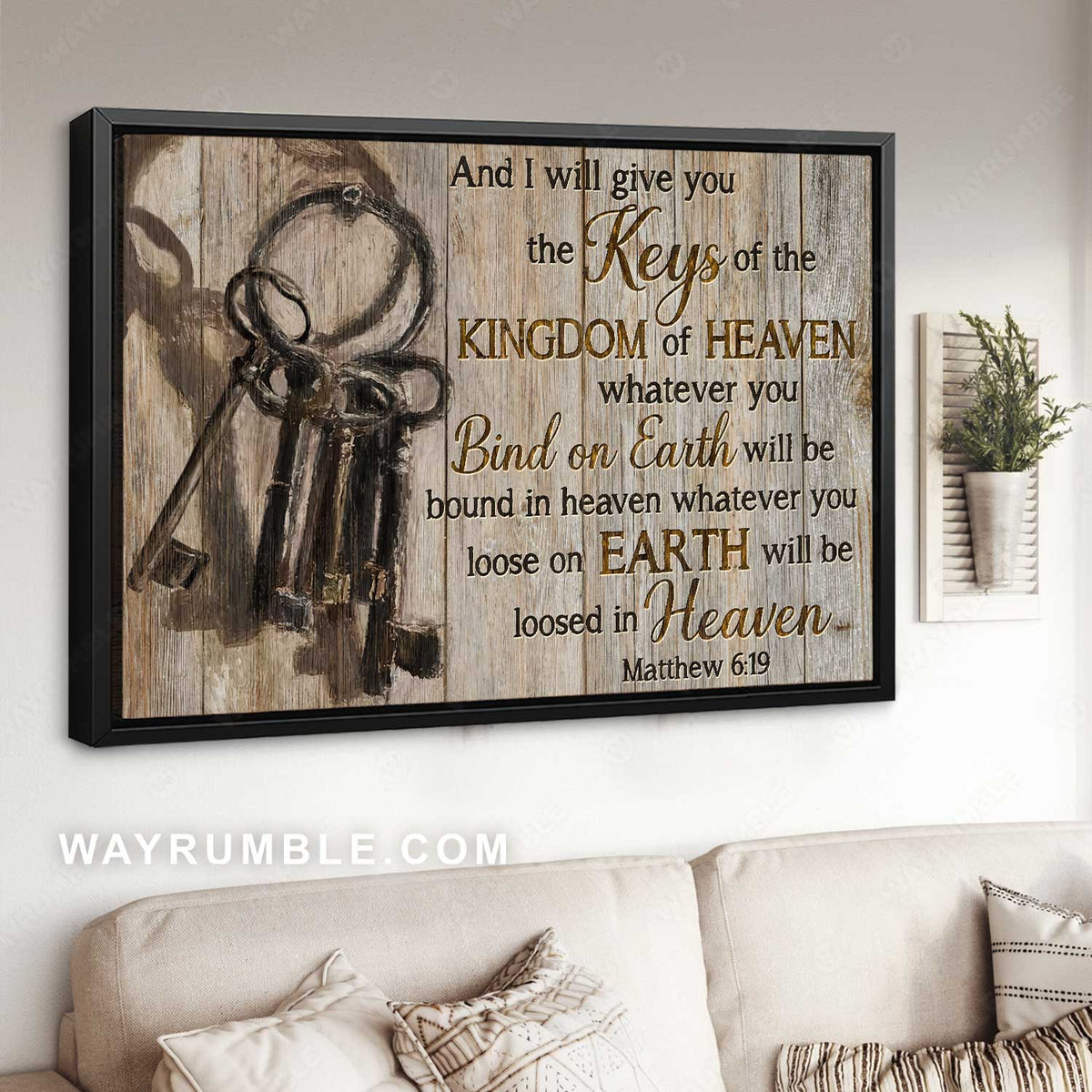 Watercolor key painting, And I will give you the key of the kingdom of heaven - Jesus Landscape Canvas Prints, Home Decor Wall Art