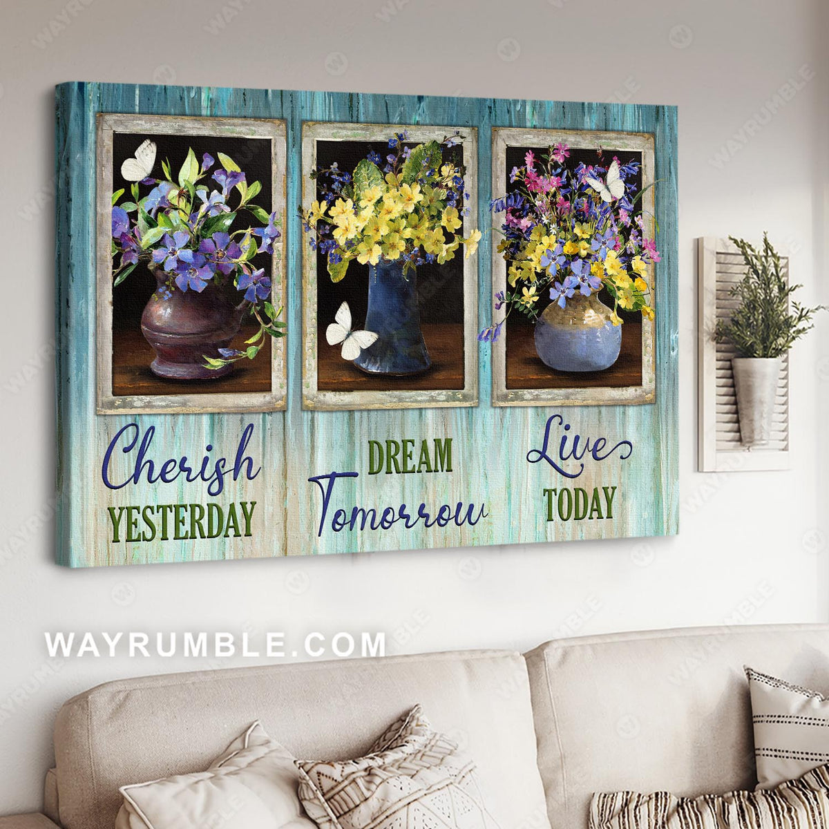 Vintage flower vase, Still life painting, Live today - Jesus Landscape Canvas Prints, Christian Wall Art