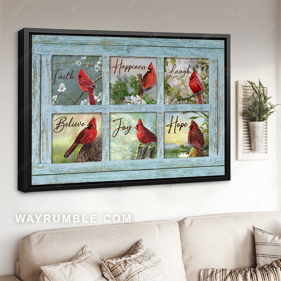 Watercolor cardinal, Spring forest, Jasmine painting, Faith, Happiness - Jesus Landscape Canvas Prints, Christian Wall Art