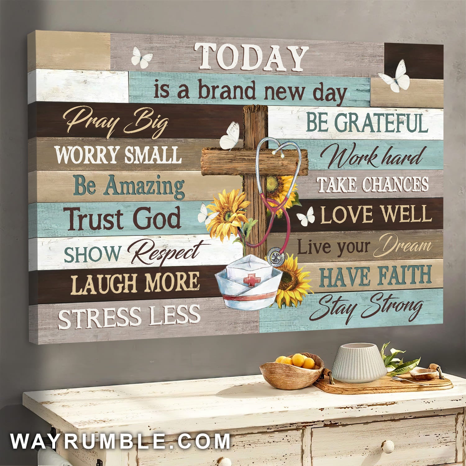 Sunflower painting, Heal the soul, Today is a brand new day - Jesus Landscape Canvas Prints, Wall Art