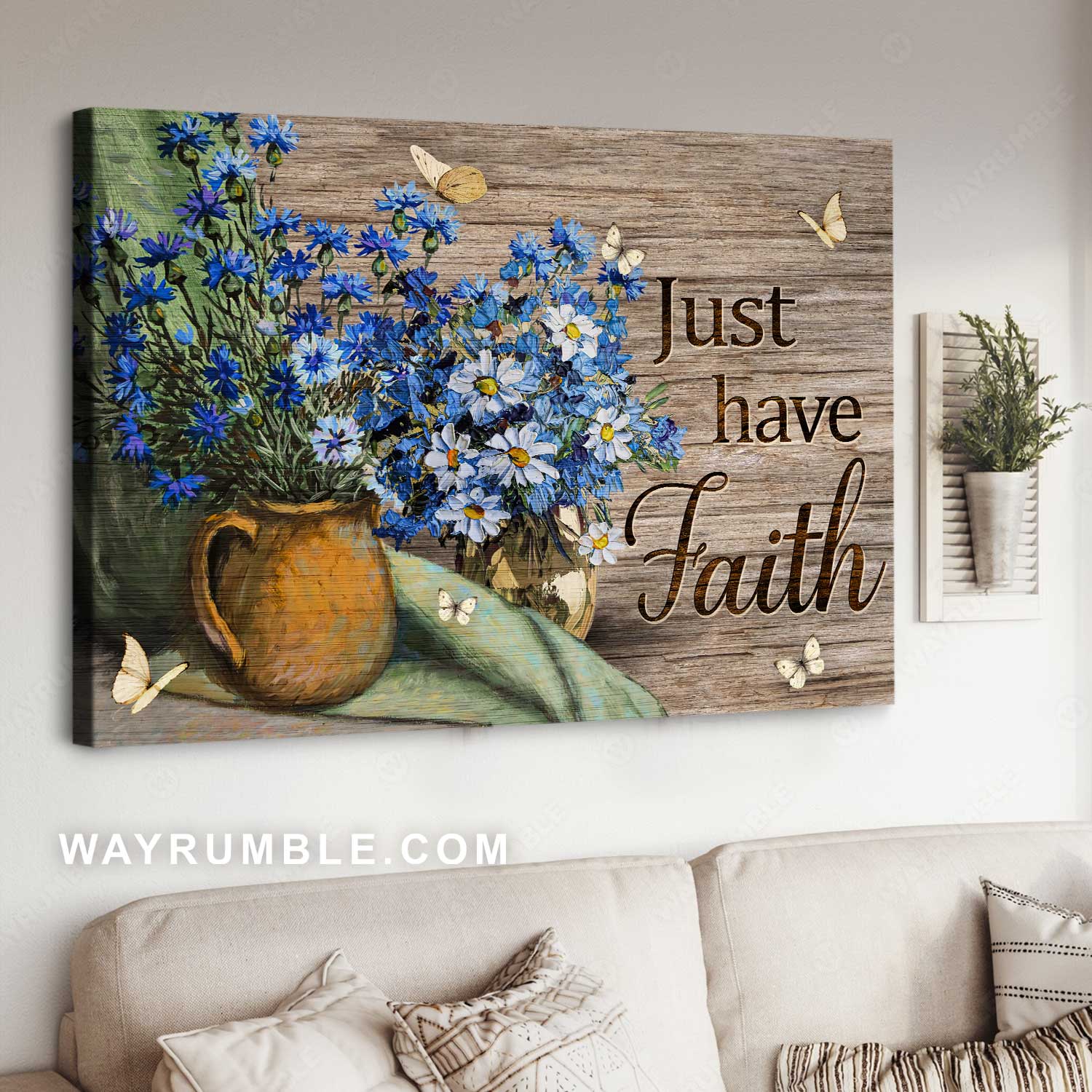 Beautiful flower, Watercolor daisy, Gift for flower lover, Just have faith - Jesus Landscape Canvas Prints, Home Decor Wall Art