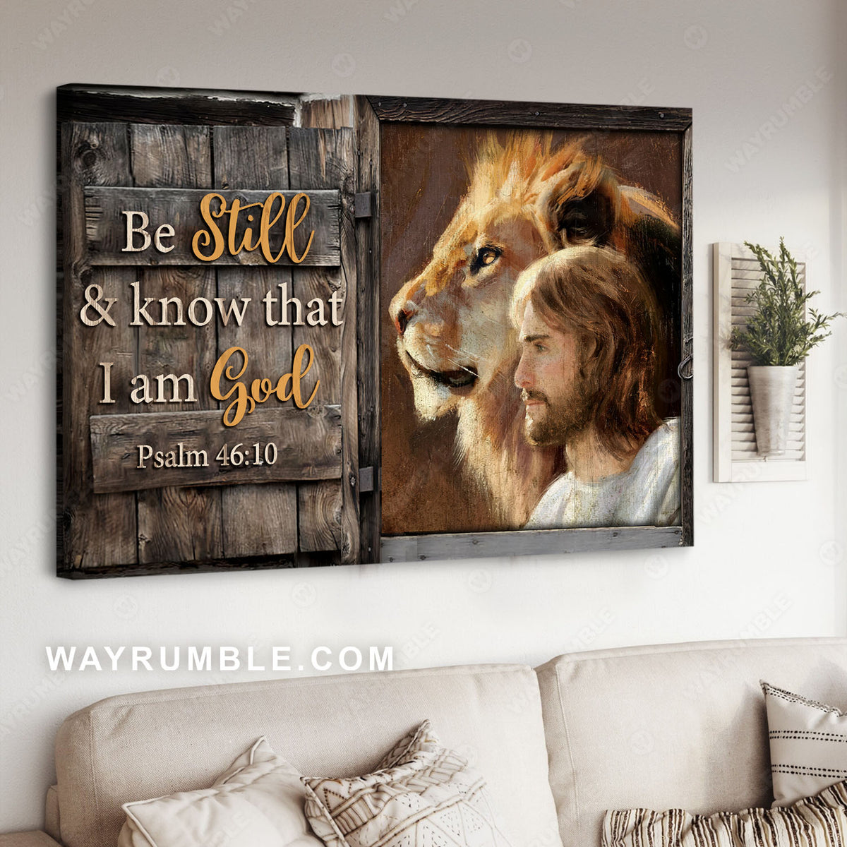 Lion king, Jesus painting, Side by side, Be still I am God - Jesus Landscape Canvas Prints, Christian Wall Art