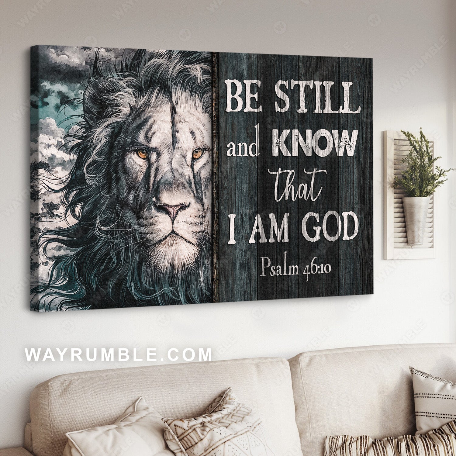 Lion of Judah, Lion king, Be still and know that I am God - Jesus Landscape Canvas Prints, Christian Wall Art