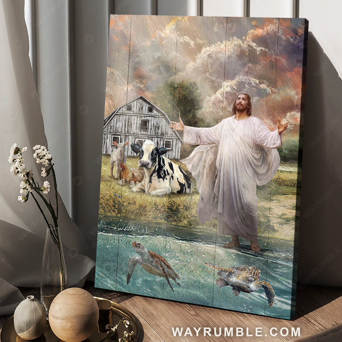 Jesus painting, Dairy cow, Sea turtle, Stunning cloud - Jesus Portrait Canvas Prints, Christian Wall Art