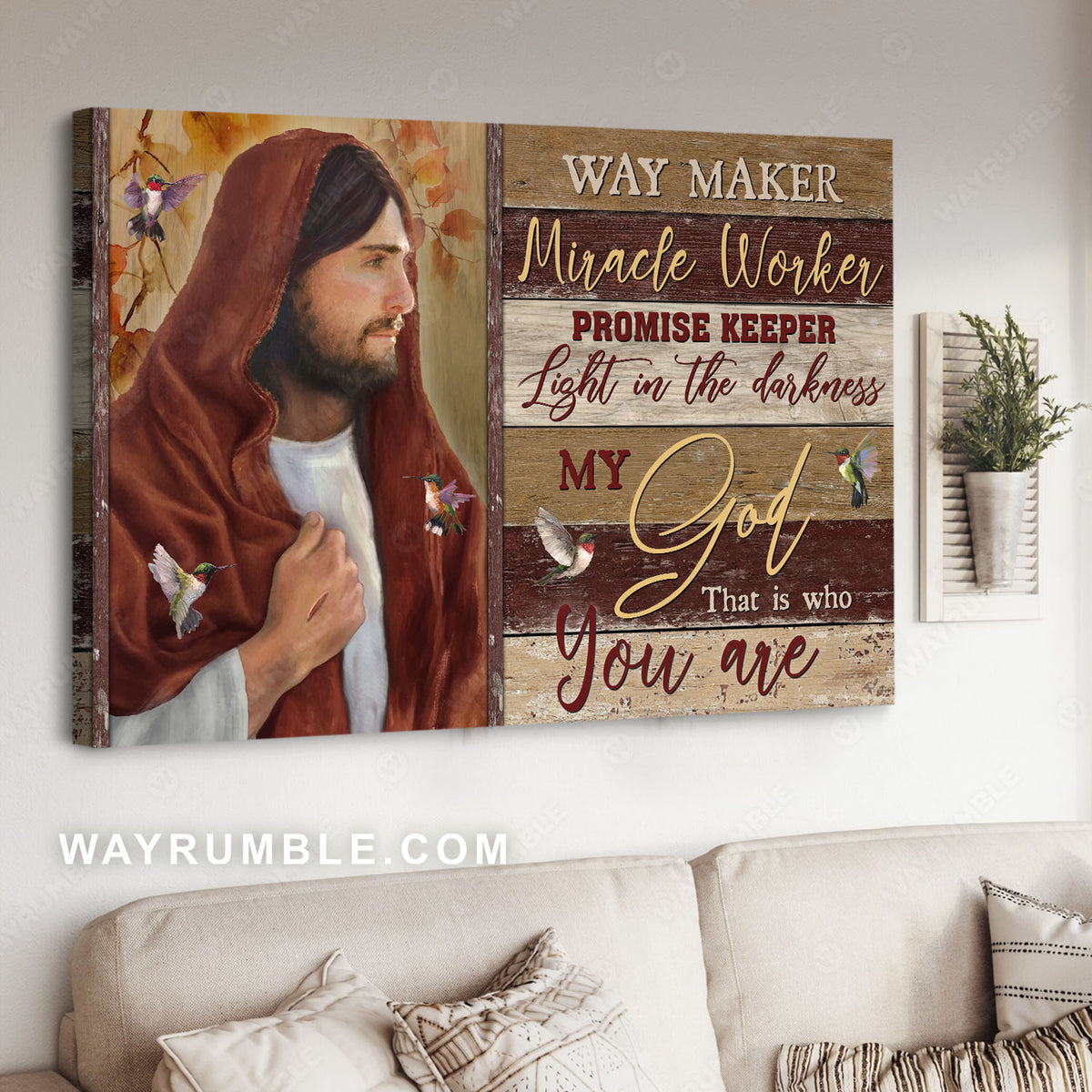 Jesus painting, Autumn leaves, Hummingbirds, My God that is who you are - Jesus Landscape Canvas Prints, Christian Wall Art