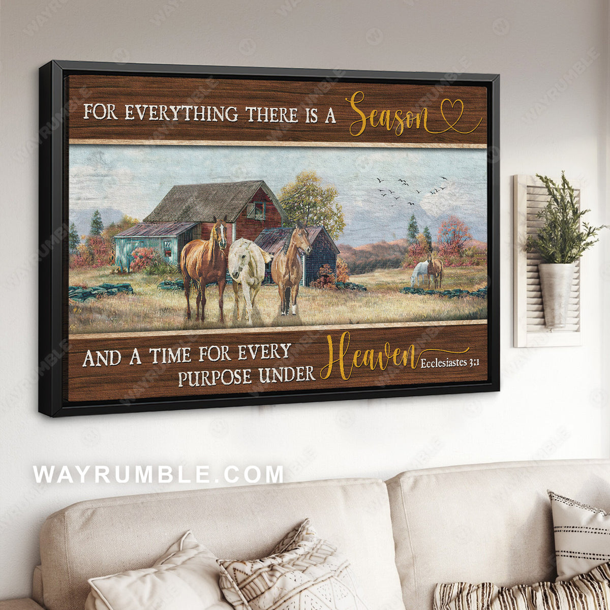 Peace farm, Horse drawing, Forest, For everything there is a season - Jesus Landscape Canvas Prints, Christian Wall Art
