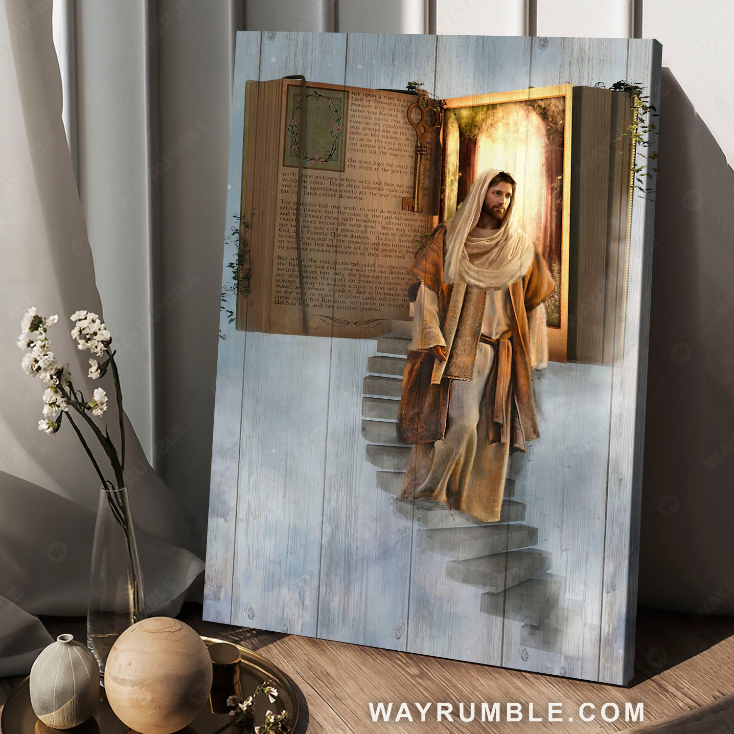 Heaven book, Jesus way, Jesus painting - Jesus Portrait Canvas Prints, Christian Wall Art