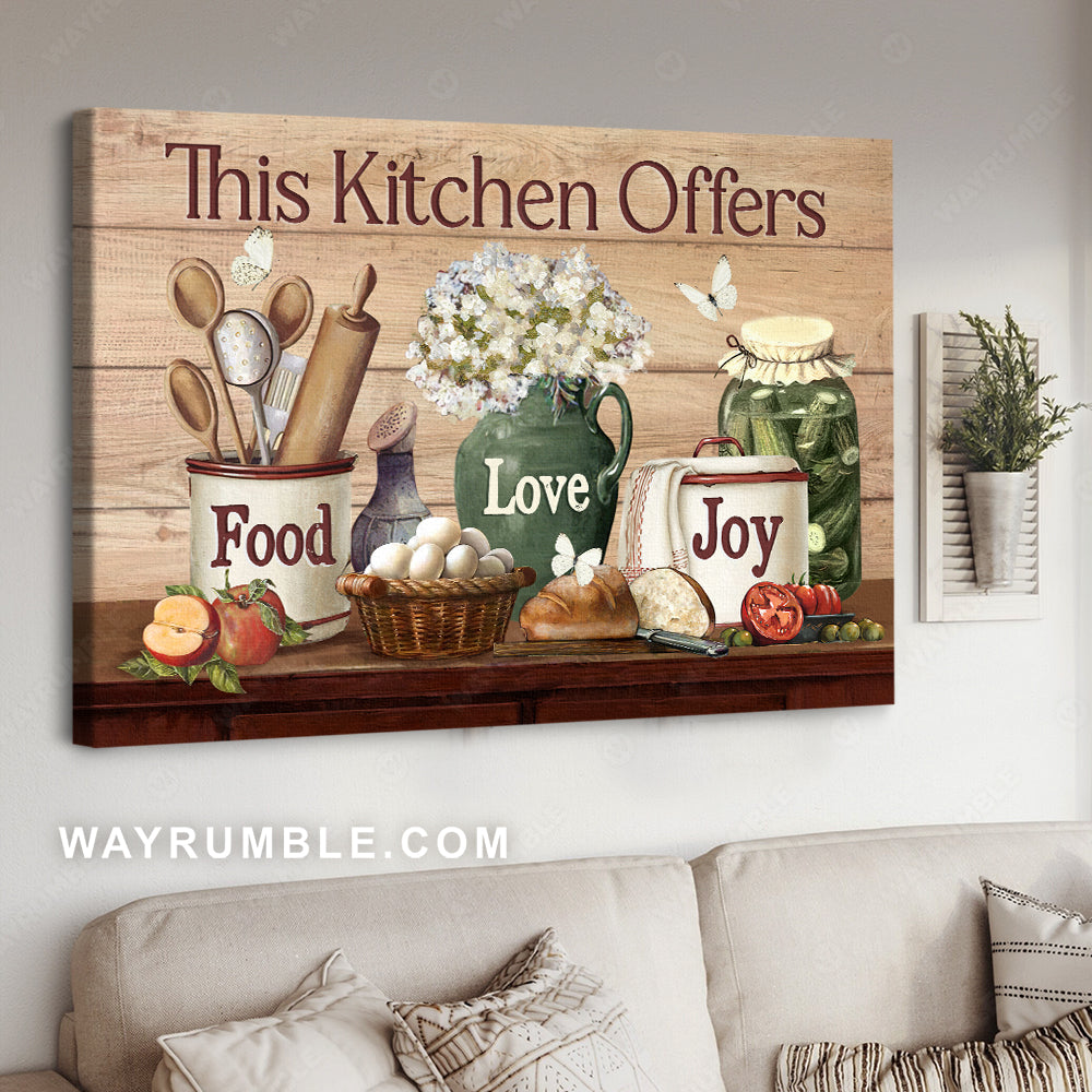 Vintage house, White flower, Kitchen utensils, This kitchen offers food - Jesus Landscape Canvas Prints, Christian Wall Art Wrapped Canvas