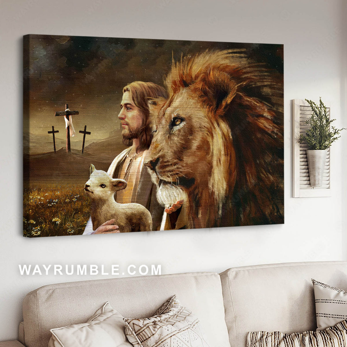 Jesus is Lord, the Lion of Judah, the Lamb of God, Daisy field - Jesus Landscape Canvas Prints, Christian Wall Art