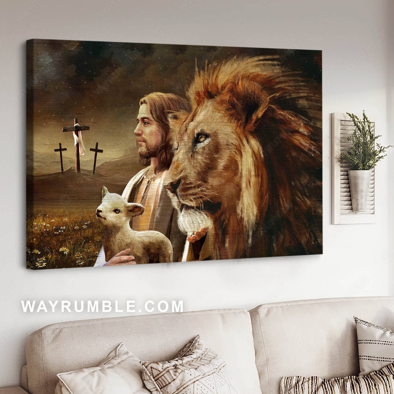Jesus is Lord, the Lion of Judah, the Lamb of God, Daisy field - Jesus Landscape Canvas Prints, Christian Wall Art