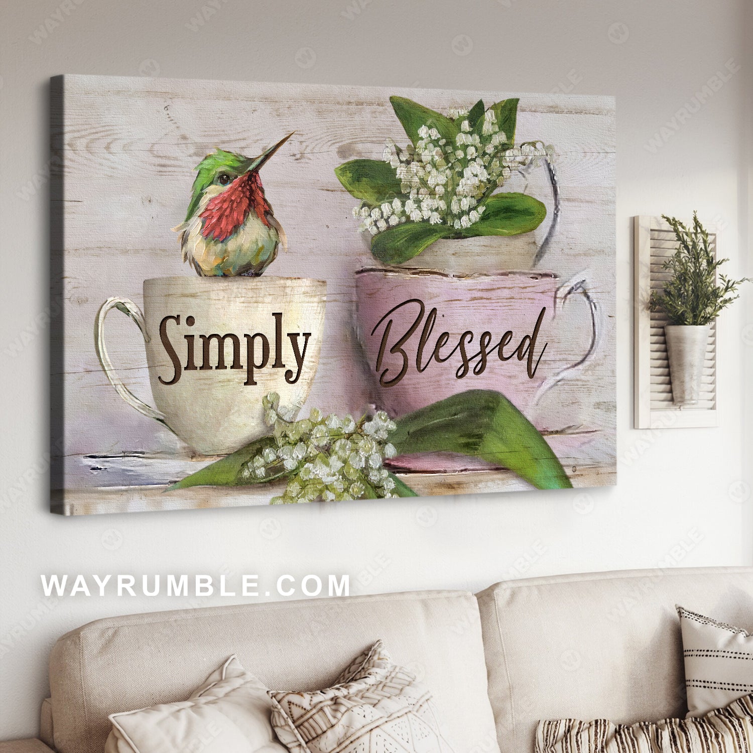 Little hummingbird, Pretty cup, Baby flower, Simply blessed - Jesus Landscape Canvas Prints, Home Decor Wall Art