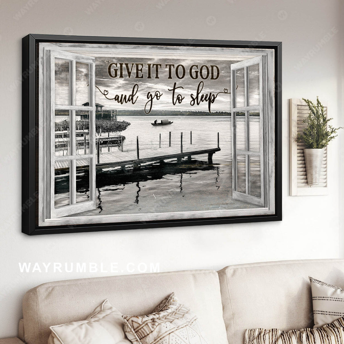 Old bridge, Black and white drawing, Give it to God and go to sleep - Jesus Landscape Canvas Prints, Home Decor Wall Art