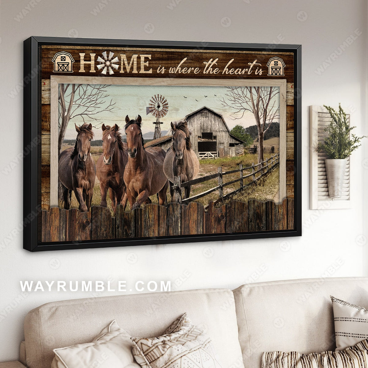 Quarter horses, Beautiful day, Meadow land, Home is where the heart is - Jesus Landscape Canvas Prints, Christian Wall Art