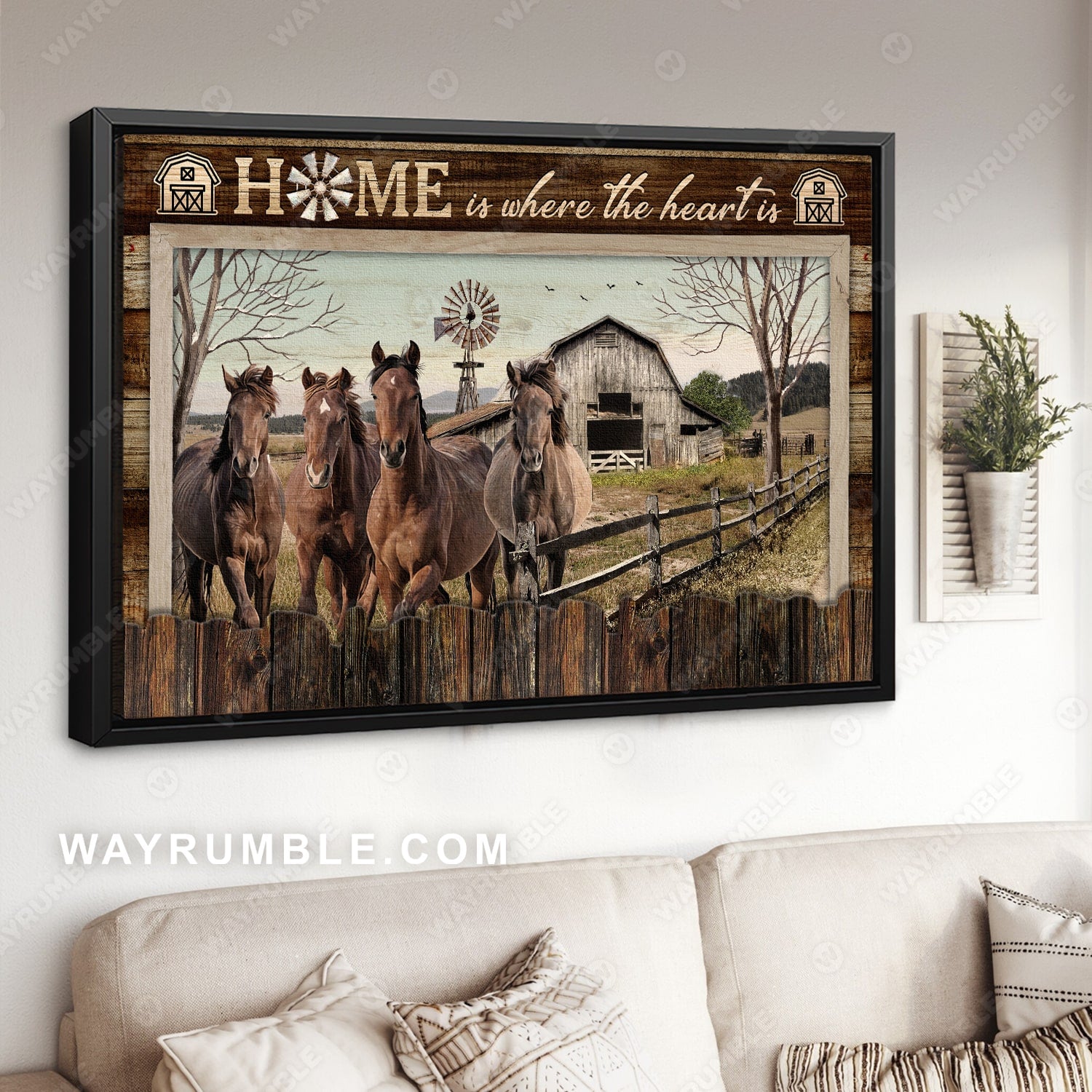 Quarter horses, Beautiful day, Meadow land, Home is where the heart is - Jesus Landscape Canvas Prints, Christian Wall Art