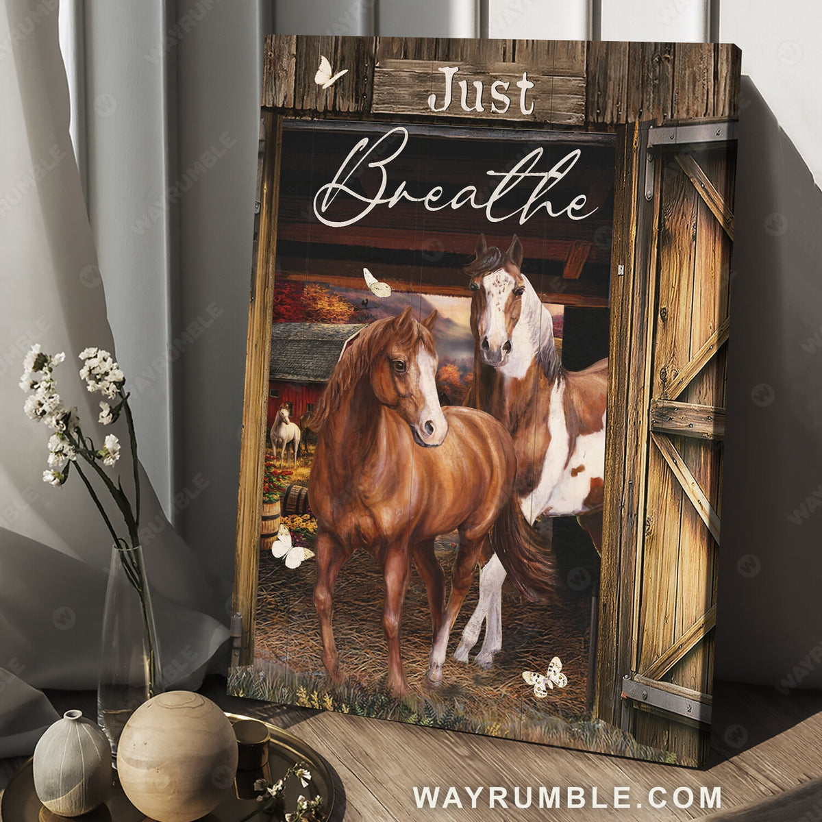 Quarter horses, Autumn forest, Wooden house, Pretty butterfly, Just breathe - Jesus Portrait Canvas Prints, Christian Wall Art