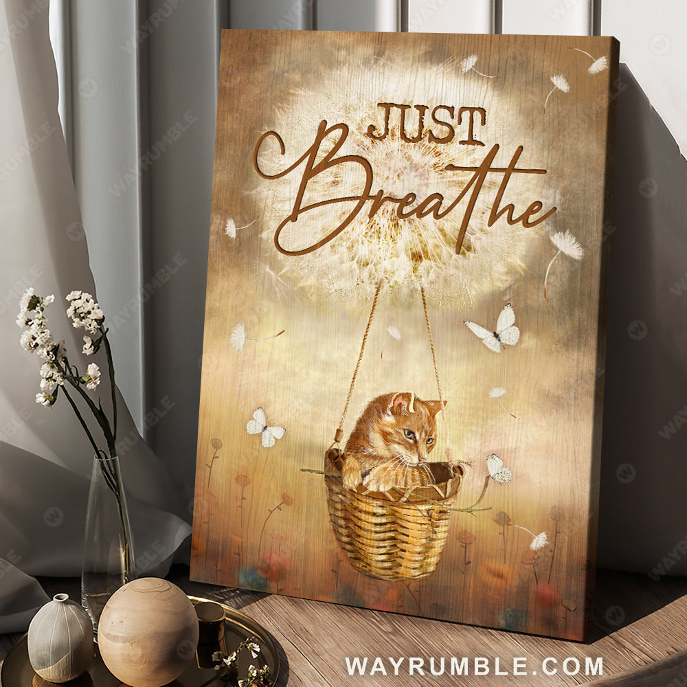 Cat painting, Little cat in the basket, Dandelion, Just breath - Jesus Portrait Canvas Prints, Christian Wall Art