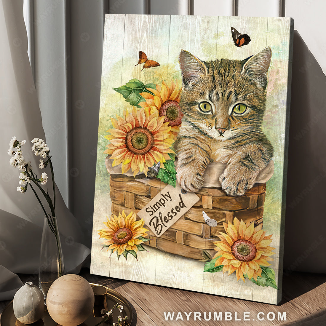Sunflower vase, Angry cat painting, Colorful butterfly, Simply blessed - Jesus Portrait Canvas Prints, Christian Wall Art
