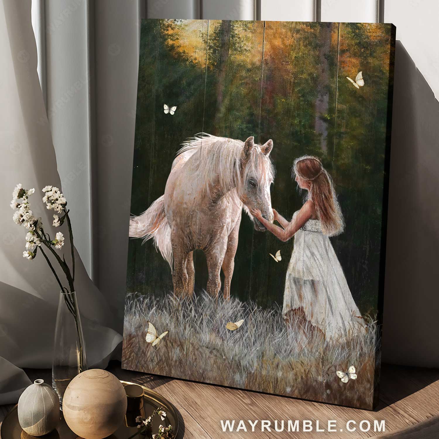 White horse, Magic forest, Little girl, The passion of Jesus - Jesus Portrait Canvas Prints, Home Decor Wall Art