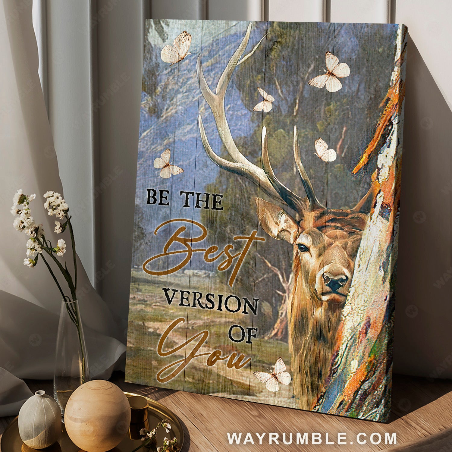 Stunning deer, Spring forest, Be the best version of you - Jesus Portrait Canvas Prints, Christian Wall Art