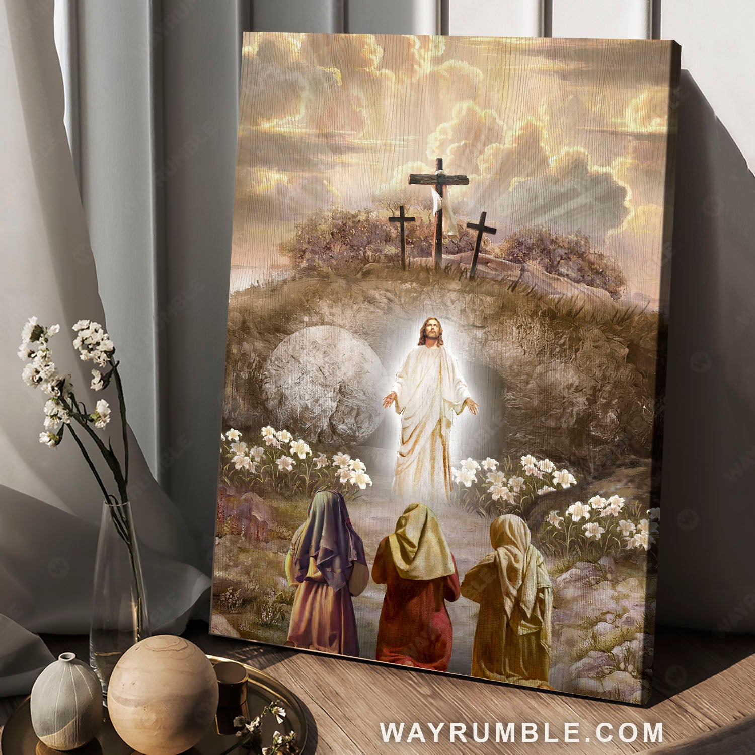 Pray with Jesus, The life of Jesus, Rock mountain, Beautiful sunset - Jesus Portrait Canvas Prints, Christian Wall Art