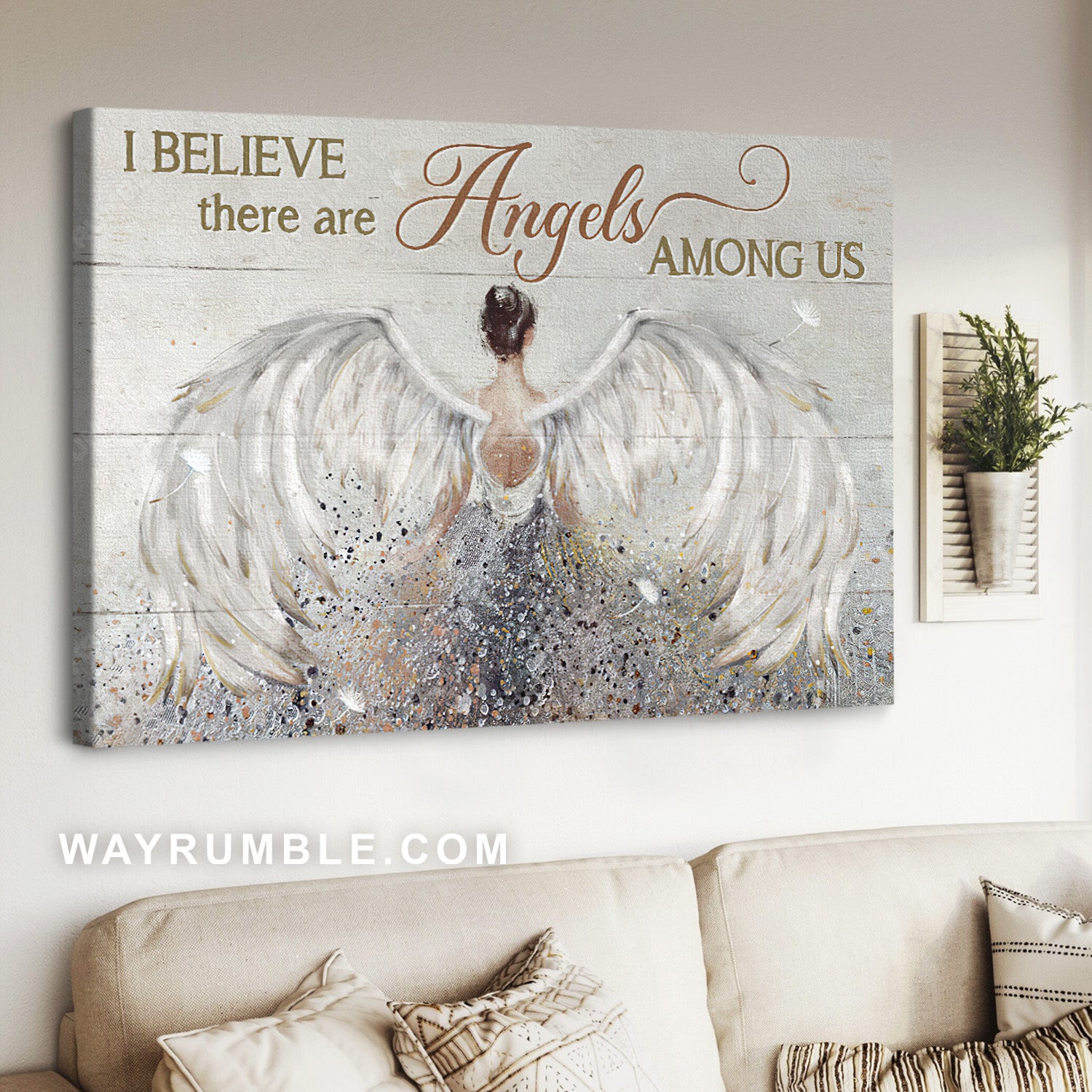 Beautiful girl painting, Angel wings, I believe there are angels among us - Jesus Landscape Canvas Prints, Christian Wall Art