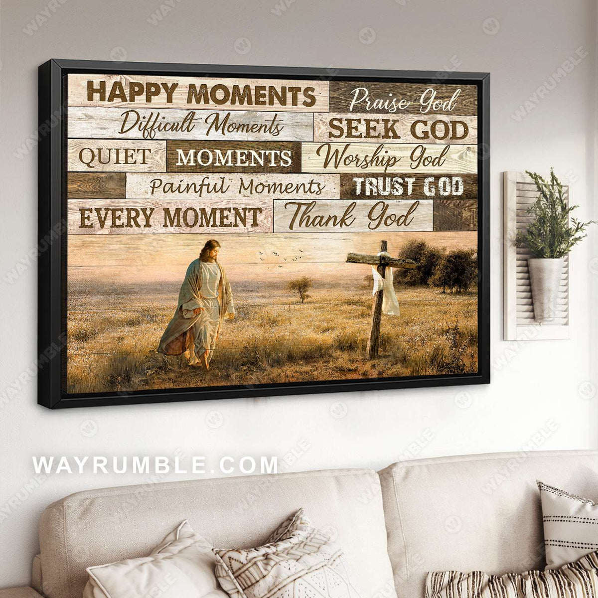 Jesus painting, Meadow landscape, The old rugged cross, Every moment Thank God - Jesus Landscape Canvas Prints, Christian Wall Art