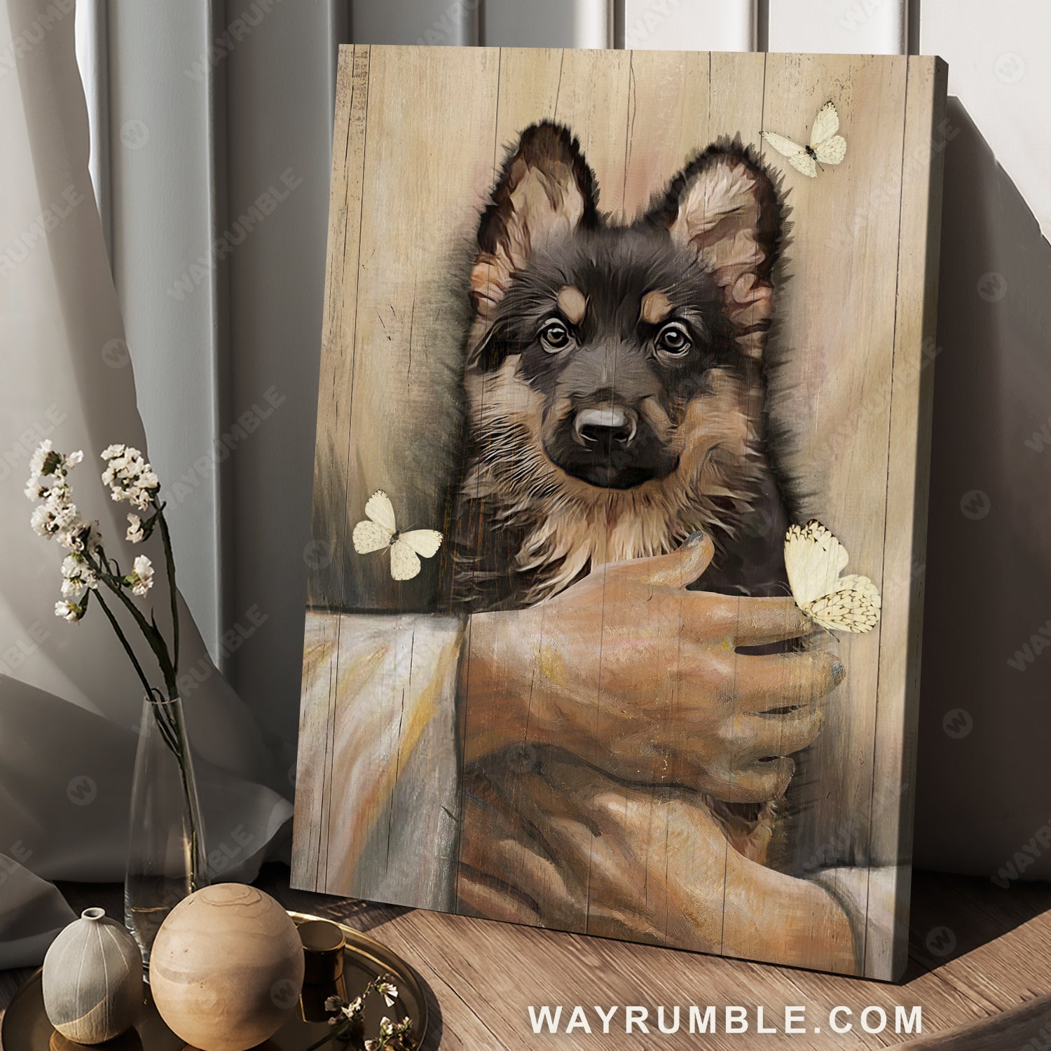 Little German shepherd, The life of Jesus, Yellow butterfly - Jesus Portrait Canvas Prints, Christian Wall Art