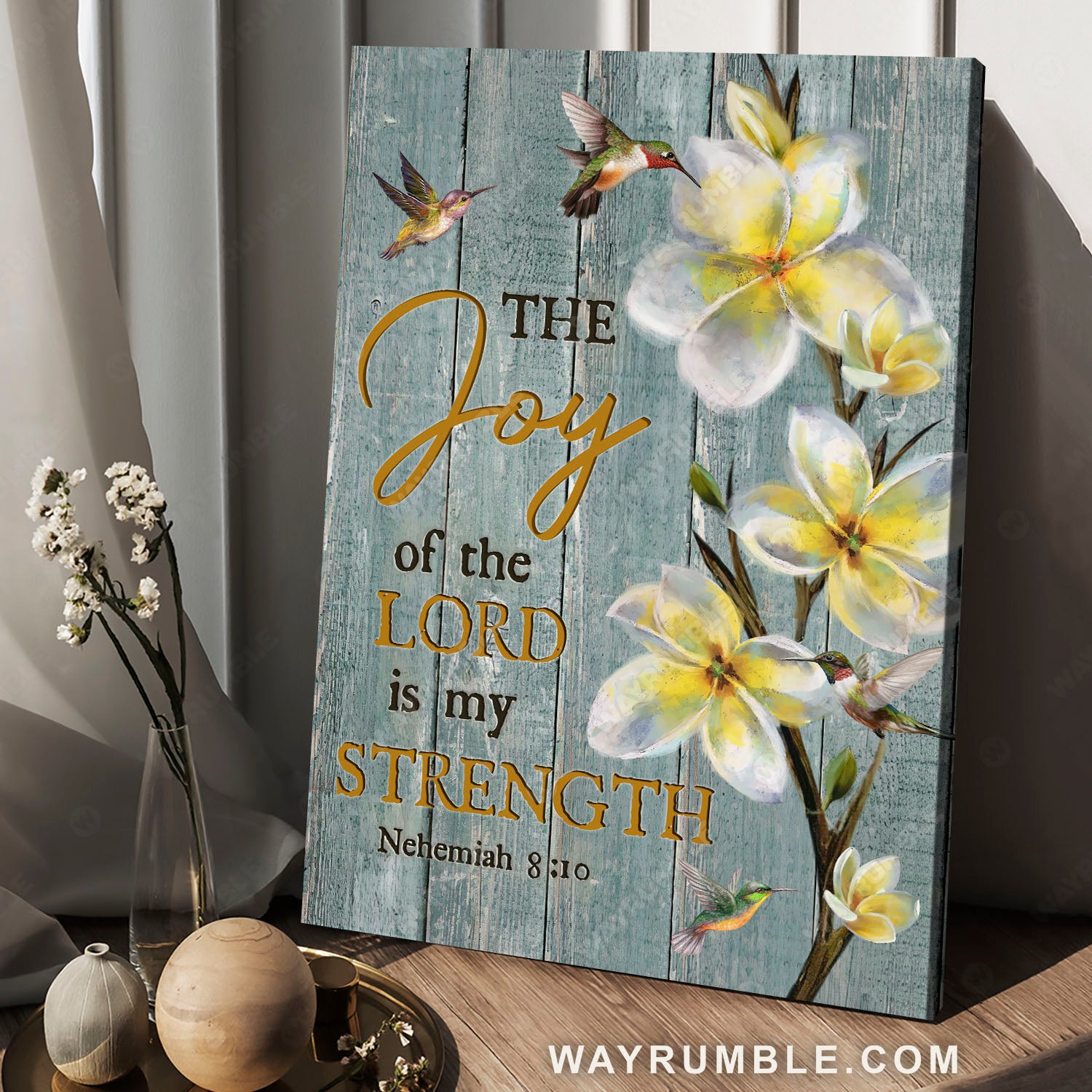 Pretty jasmine flower, Colorful hummingbird, The joy of Lord - Jesus Portrait Canvas Prints, Christian Wall Art