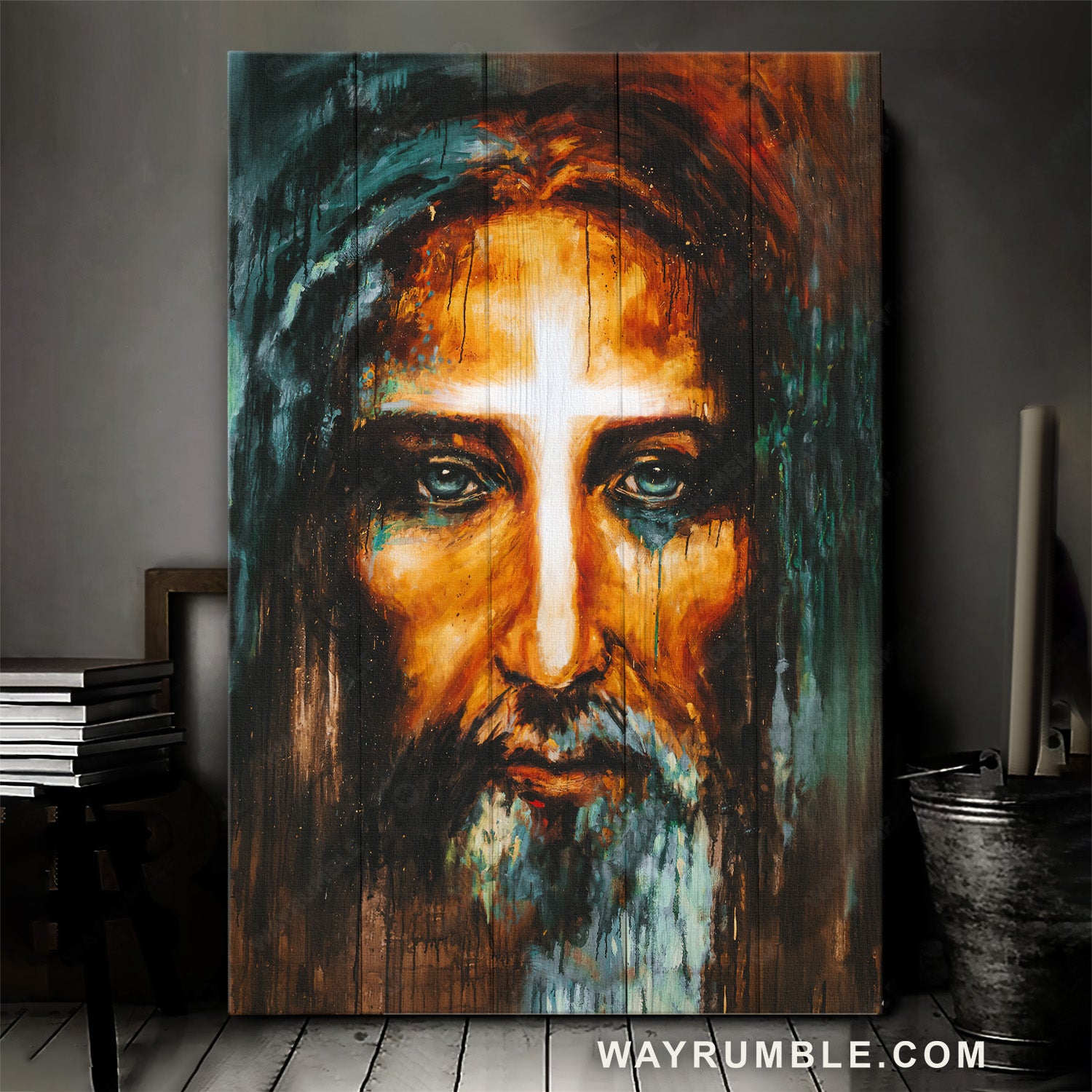 Awesome artwork, Light cross, Stunning Jesus, Home Decoration - Jesus Portrait Canvas Prints, Home Decor Wall Art