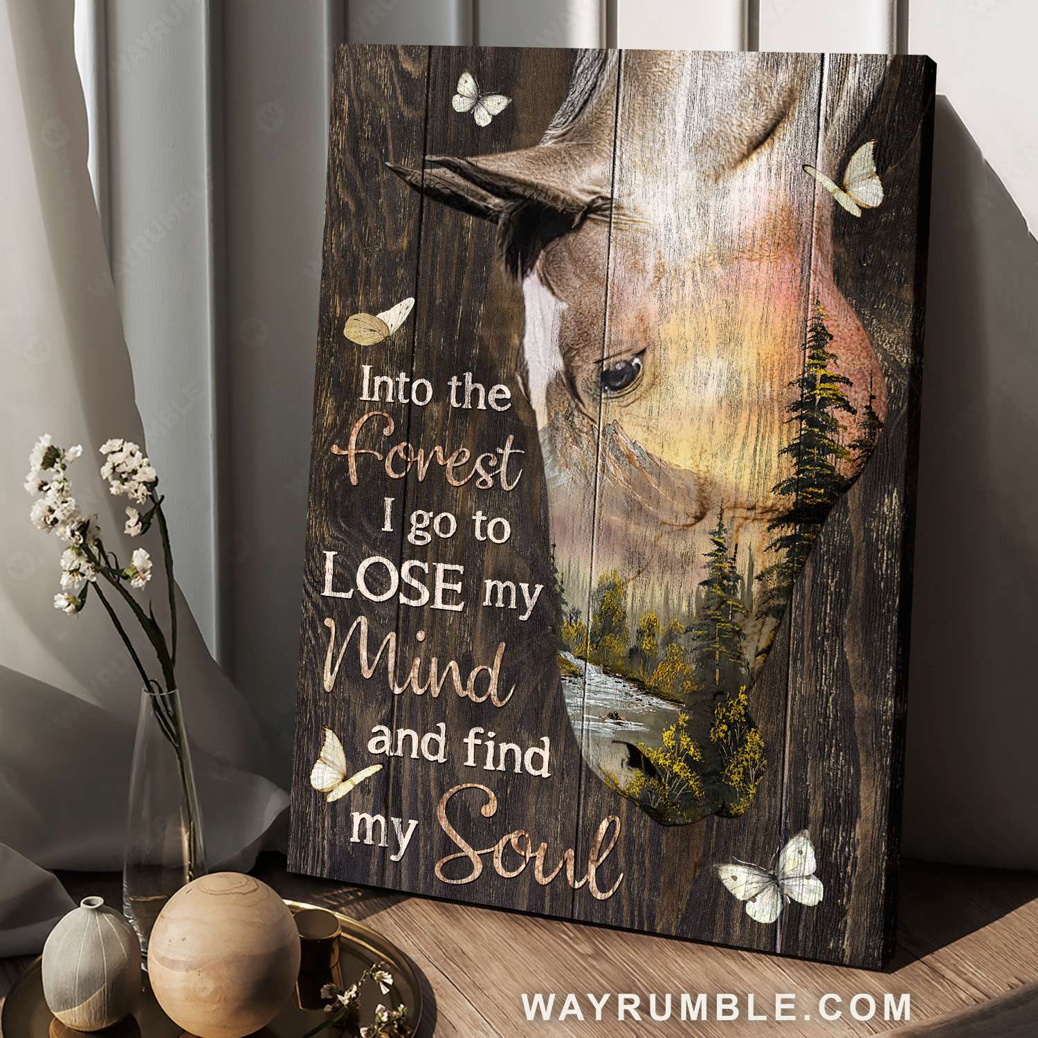 Horse drawing, Pine forest, Mountain view, Into the forest - Jesus Portrait Canvas Prints, Christian Wall Art