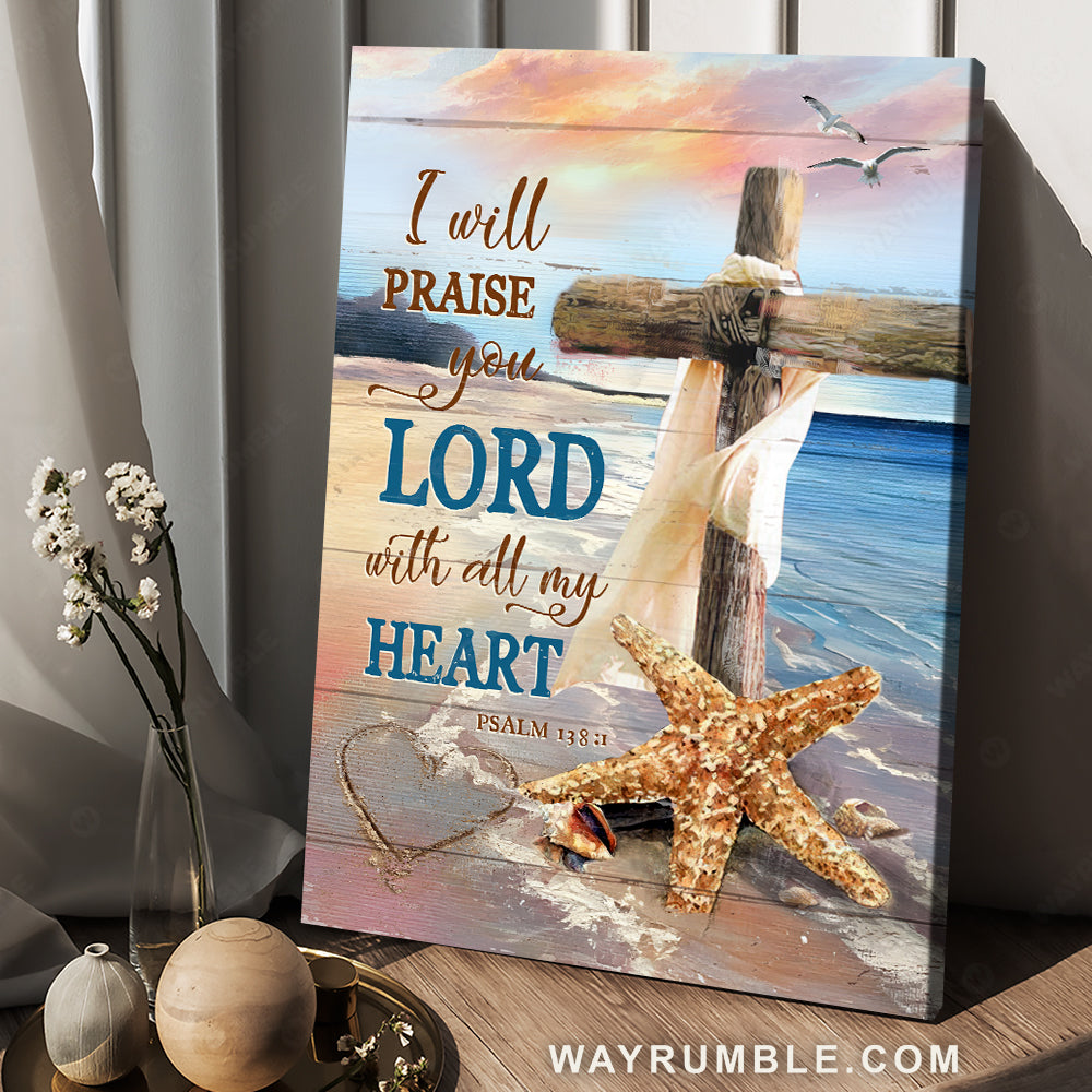 Cross painting, Deep ocean, Big starfish, I will praise you - Jesus Portrait Canvas Prints, Christian Wall Art