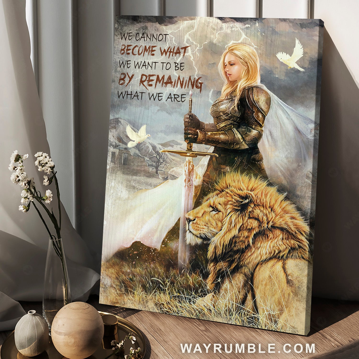 Woman warrior, Lion of Judah, Beautiful sword, Become what we want to be - Jesus Portrait Canvas Prints, Christian Wall Art
