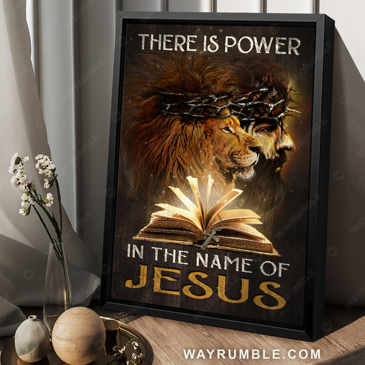Magic bible, Face of Jesus, Lion drawing, There is power in the name of Jesus - Jesus Portrait Canvas Prints, Christian Wall Art