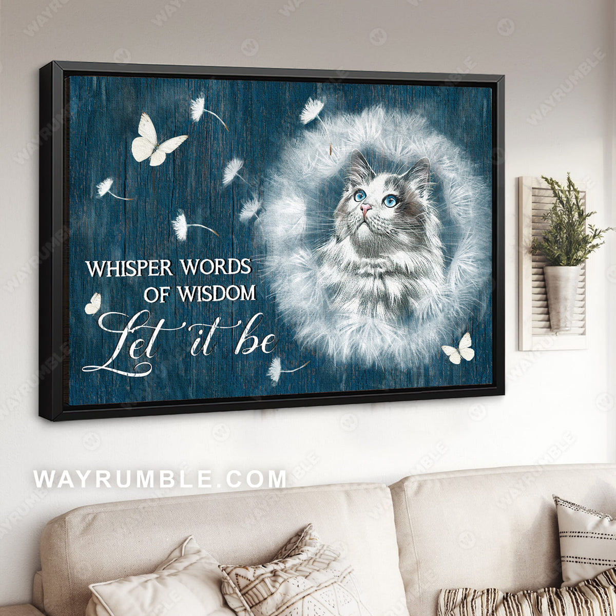Beautiful cat, Dandelion drawing, White butterfly, Let it be - Jesus Landscape Canvas Prints, Christian Wall Art