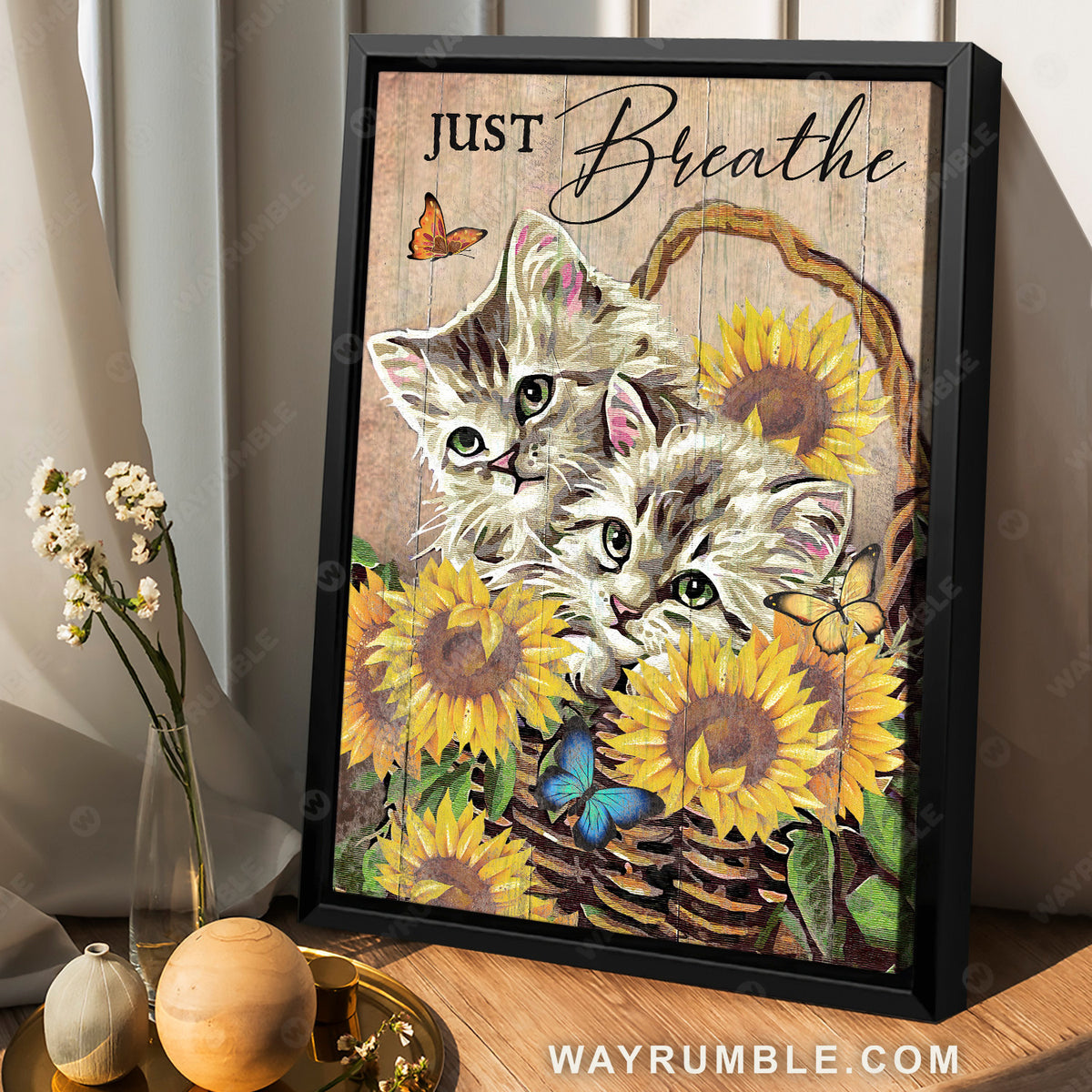 Little cat, Watercolor cat, Sunflower vase, Just breathe - Jesus Portrait Canvas Prints, Christian Wall Art