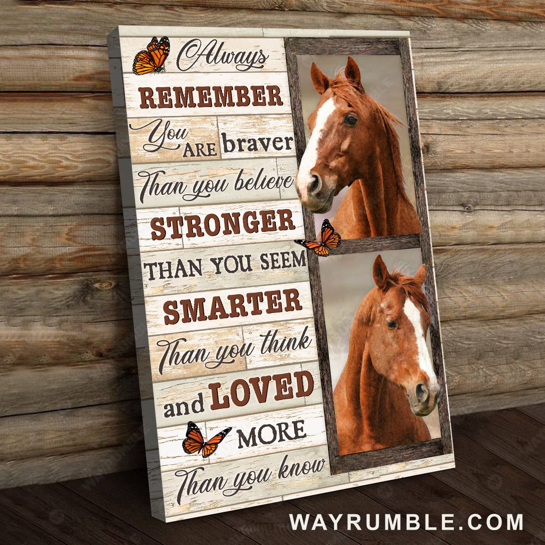 Wild horses, Orange butterfly, Window painting, Always remember you are braver - Jesus Portrait Canvas Prints, Christian Wall Art