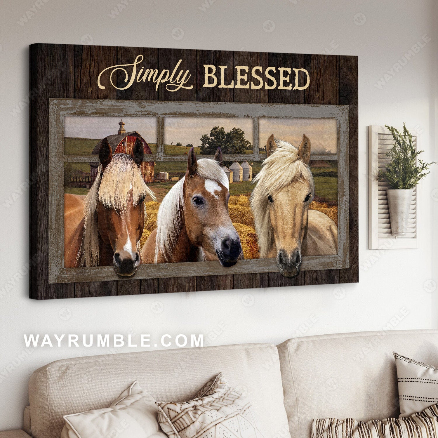 Rice field, Meadow land, Quarter horses, Countryside painting, Simply blessed - Jesus Landscape Canvas Prints, Christian Wall Art