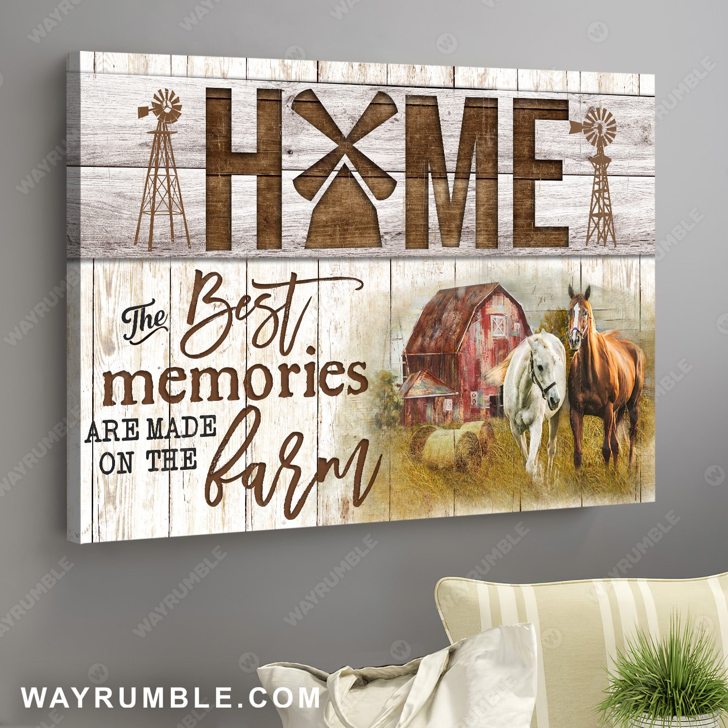 Beautiful horse drawing, Yellow field painting, Old house, The best memories are made on the farm - Jesus Landscape Canvas Prints, Wall Art