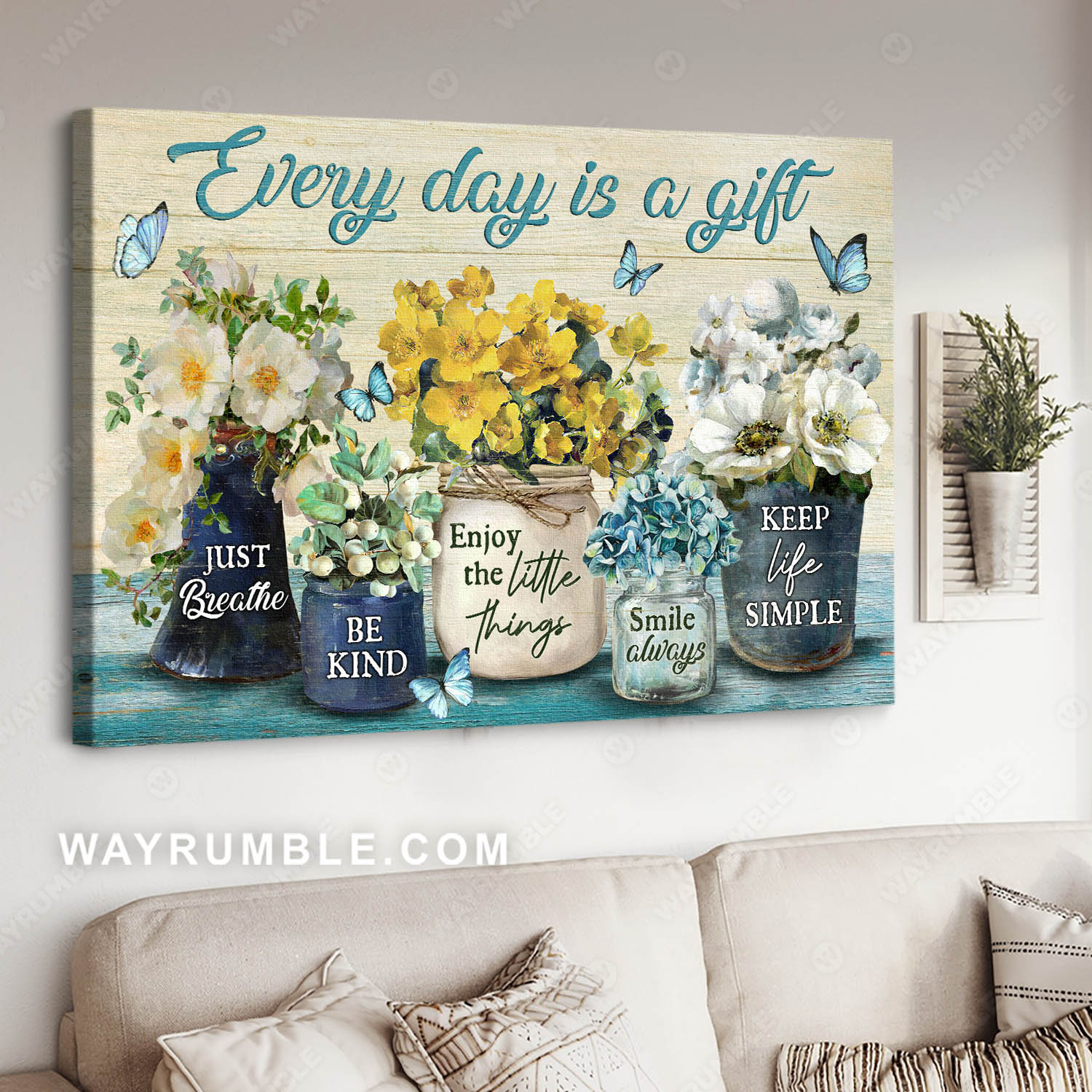 Vintage flower, Vintage painting, Every day is a gift - Jesus Landscape Canvas Prints, Christian Wall Art