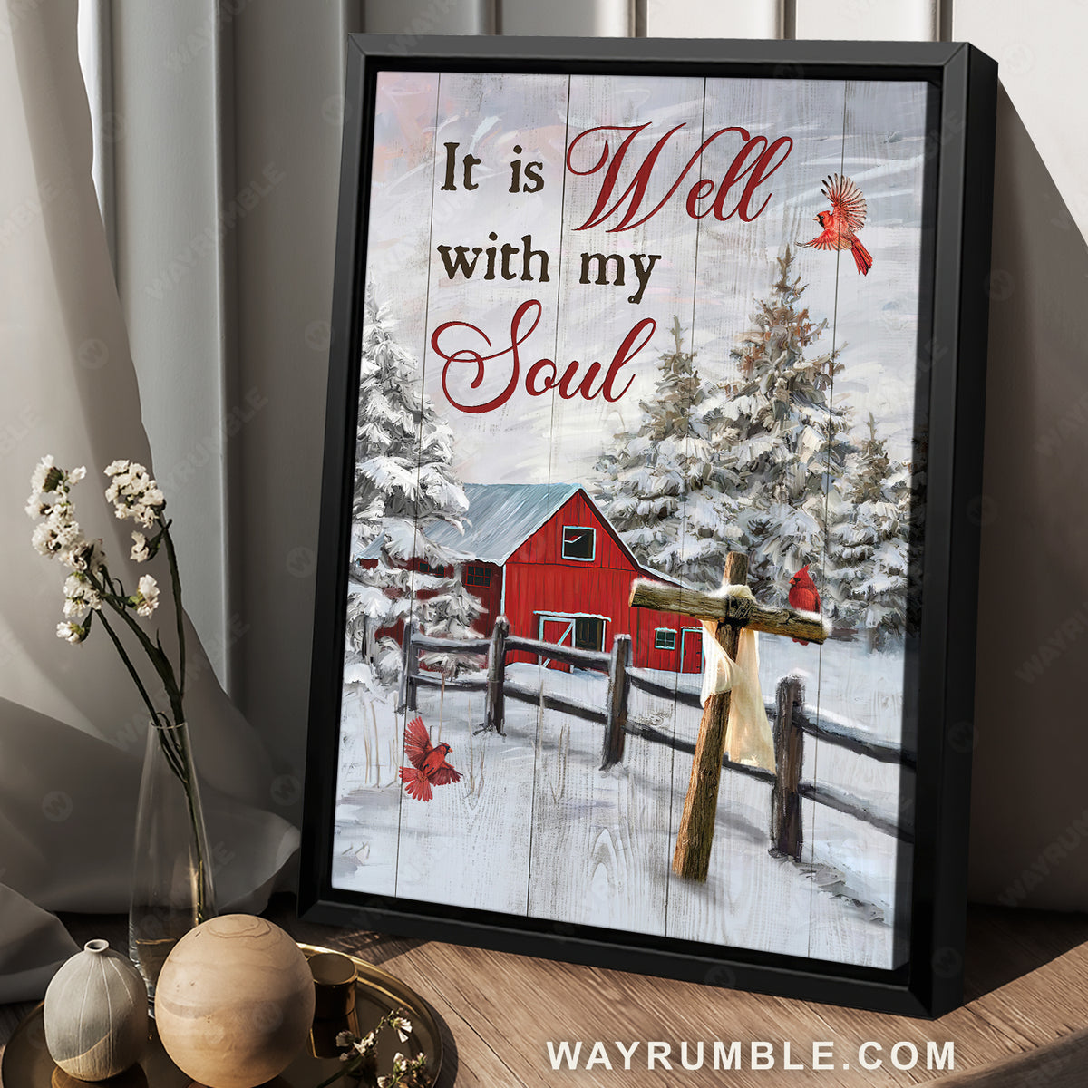 Red house, Winter artwork, Pretty cardinal, It is well with my soul - Jesus Portrait Canvas Prints, Home Decor Wall Art